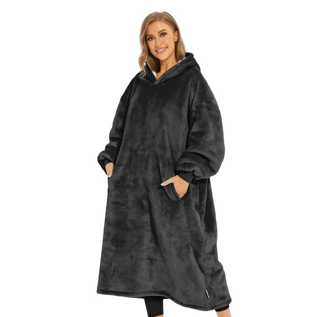 Venustas Wearable Blanket Hoodie, Oversized Sherpa Hooded Blanket Sweatshirt, Super Warm and Cozy Hoodie Blanket for Women Men Adults