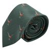 King & Priory Dark Green Herringbone Embroidered Pheasant Tie