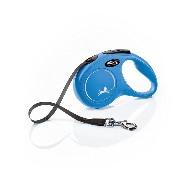 Flexi New Classic Tape Blue Small 5m Retractable Dog Leash/Lead for dogs up to 15kgs/33lbs