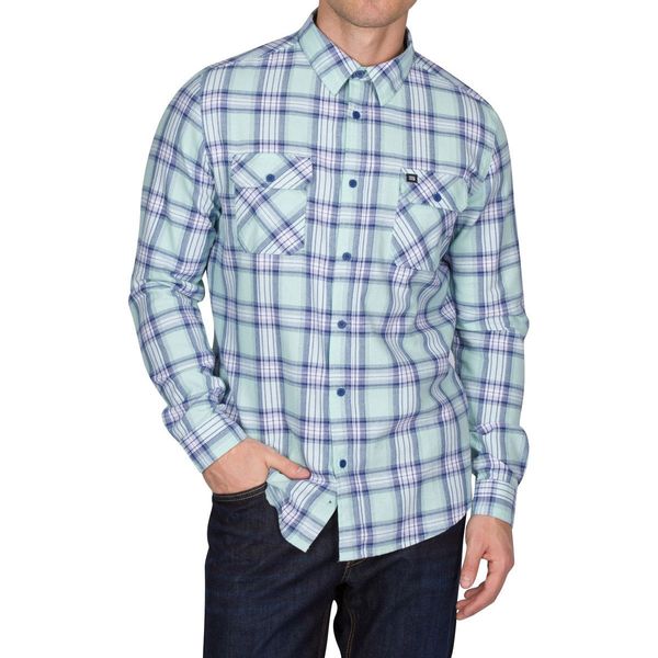 Three Sixty Six Men's Flannel Long Sleeve Shirt - Classic Blue / S