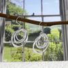 Aliyoham Silver Triple Circle Drop Earrings, Geometric Dangle Design, Hypoallergenic
