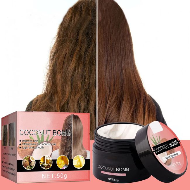 Haar Mask, Haarkur, Kokosnuss Feuchtigkeit Haarmaske, Deep Conditioner, Kokosnuss-Haarmaske für Trockenes, Geschädigtes Haar, Haarmaske für tiefgreifende Reparatur, für alle Haartypen