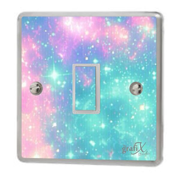 Girls Pink & Blue Light Switch Sticker Vinyl/Skin cover, sw152