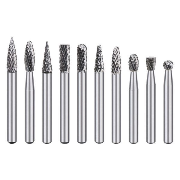 Vearter 10 Piece Carbide Rotary File Set Bali Wood Aluminum Copper Milling Grinding Tools..