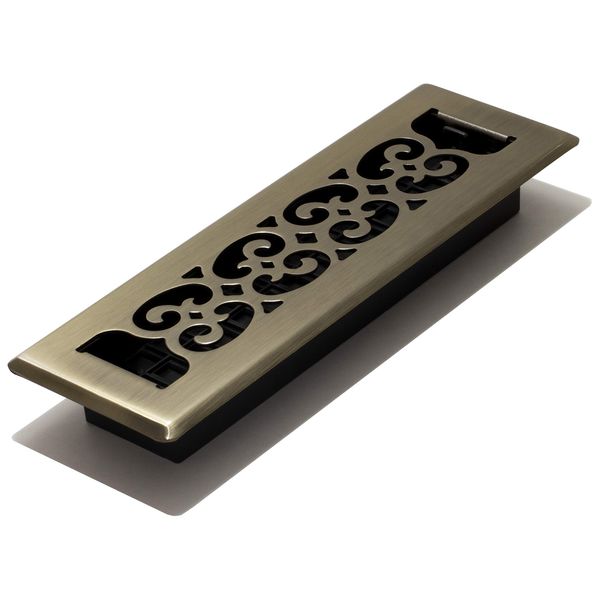Decor Grates SPH210-A Scroll Design Floor Register, Antique Brass, 2x10