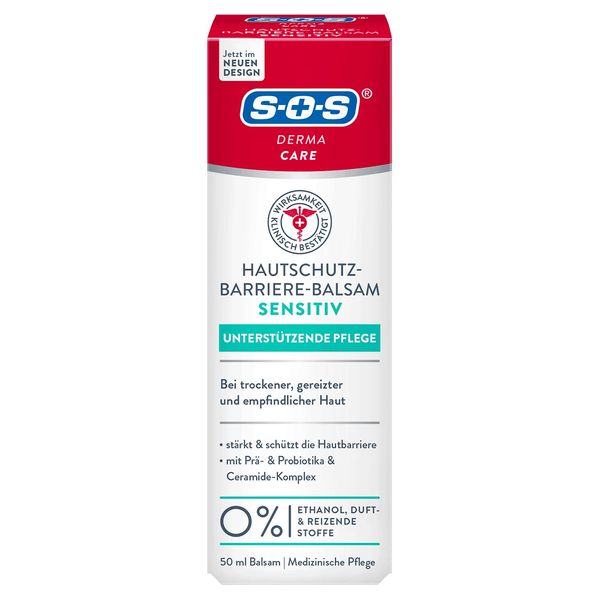 SOS Derma Care Hautschutzbarriere-Balsam SENISITIV (50 ml) - Bei trockener, gereitzter & empfindlicher Haut - Stärkt und schützt die Hautbarriere - mit Prä- und Probiotika