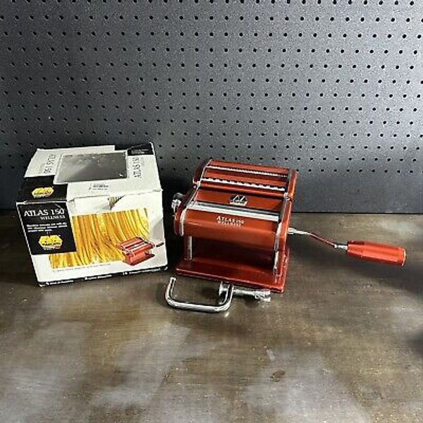 Marcato Atlas 150 Wellness Pasta Maker Hand Crank Machine Red Stainless Steel