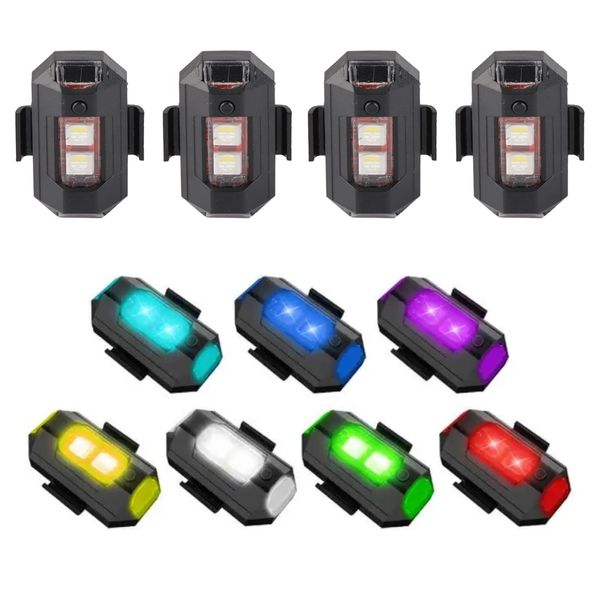 Motorcycle Strobe Lights , 4 Pcs Anti Collision Lights 7 Colors 3 Modes LED Flashing Warning Safety Lamps for Drones Motorcycles ATVs Bicycles