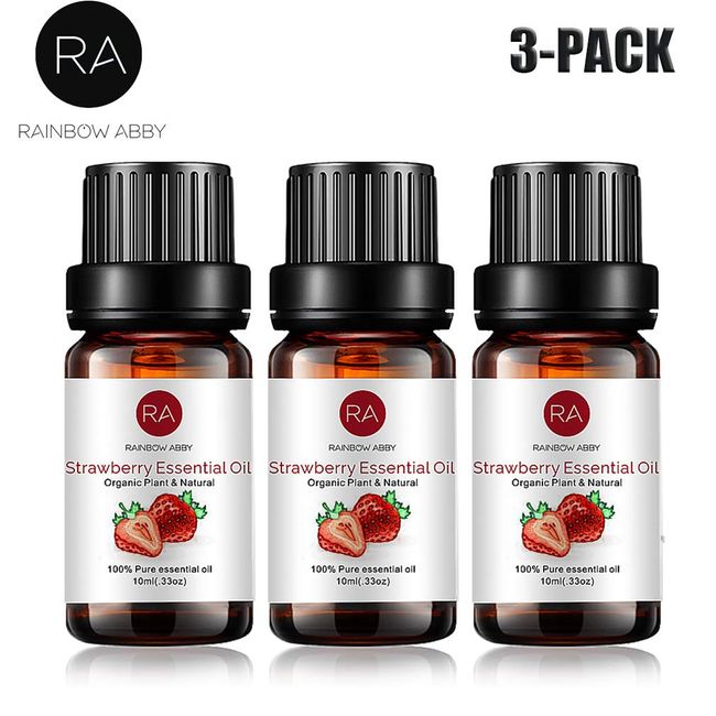 3-Pack Strawberry Essential Oil, Pure, Undiluted, Therapeutic Grade Strawberry Oil - 3x10 mL