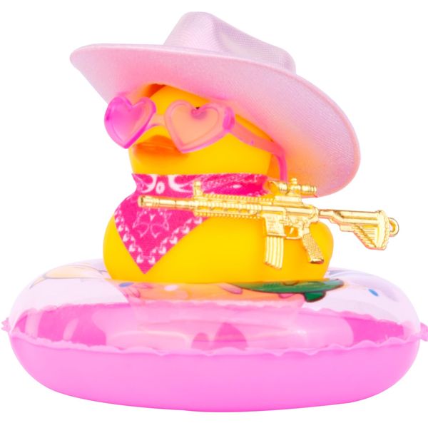 MuMyer Rubber Duck Car Ornaments, Cowboy Duck Car Dashboard Decorations Accessories with Mini Holographic Cowboy Hat Swim Ring Scarf Sunglasses Special Prop(Gb18)