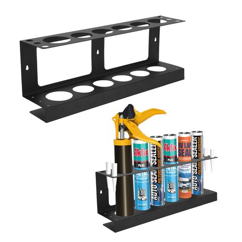 AshKiz Caulking Gun Holder, Caulk Tube Holder, Caulk Gun Holder, Caulk Gun Holder Wall Mount Holds 6 Tubes and Nozzles, Caulking Gun Tube Holder for Workshop or Shop or Garage
