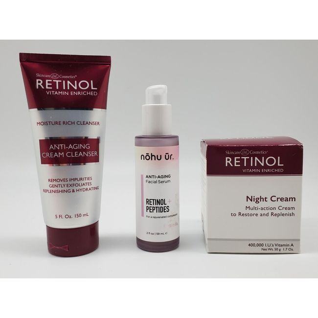 RETINOL 3 Piece Set Night Cream + Cream Cleanser + Face Serum