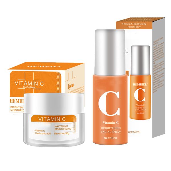 Vitamin C Face Serum & Cream, Anti-Ageing Face Serum & Face Cream, Vitamin C Face Mist & Vitamin C Cream, Hydrating Face Mist & Anti Ageing Cream Set, Vitamin C Serum for Face, Improve Uneven Skin
