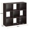 9-Cube Storage Organizer Open Bookcase Display Shelf Customizable w/Back Brown