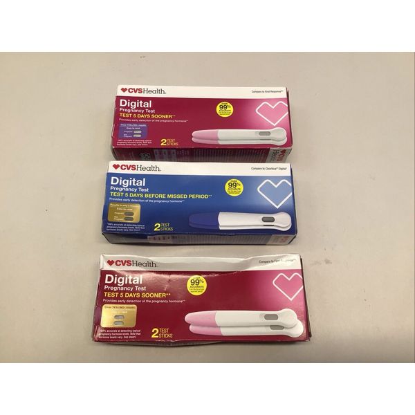 CVS Health Pregnancy Test 3 Pack 6 Test Sticks Digital Tests