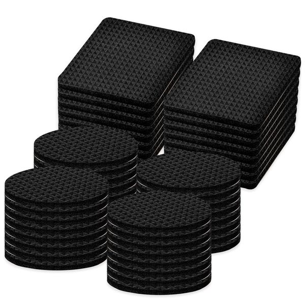 Non Slip Furniture Pads - 60 Pieces Self Adhesive Rubber Feet Pads Furniture Grippers Chair Leg Pads - Anti Scratches Furniture Feet Protectors for Hardwood Floors