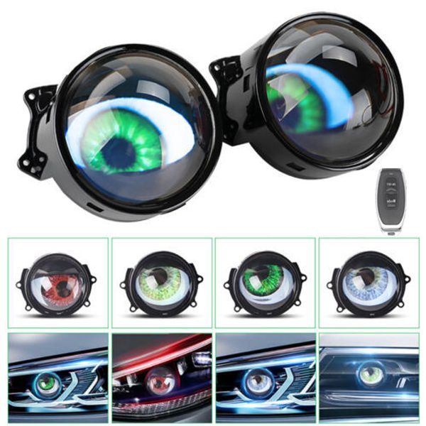 Devil Eyes LED headlights dynamic remote control 6 modes of lenses Blink lights