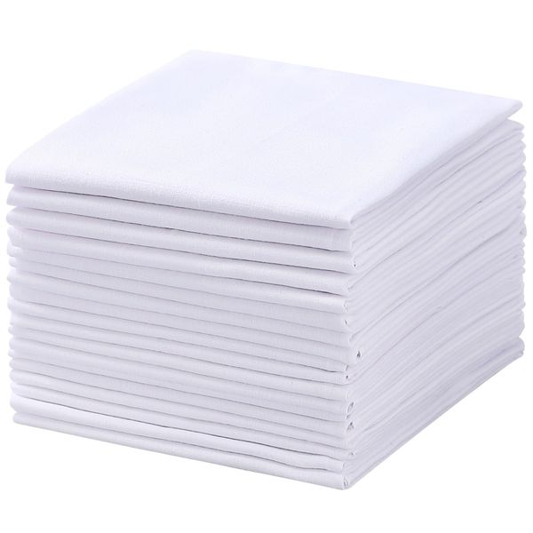 Deviegath Men's Handkerchiefs 18 Pack 100% White Cotton Solid White Hankie