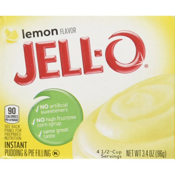 Jell-O Lemon Flavor Instant Pudding & Pie Filling, 3.4 Oz (96g) 4-pack