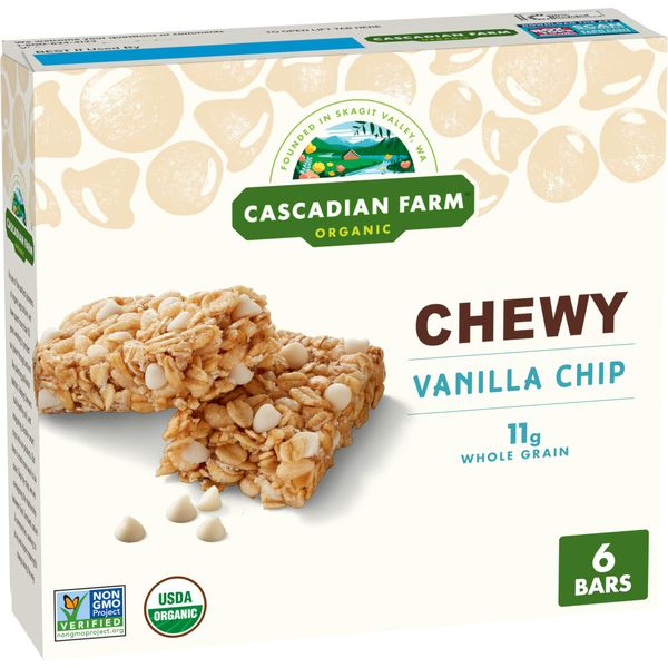 Cascadian Farm Organic Vanilla Chip Chewy Granola Bars, 6 Bars, 7.4 oz.