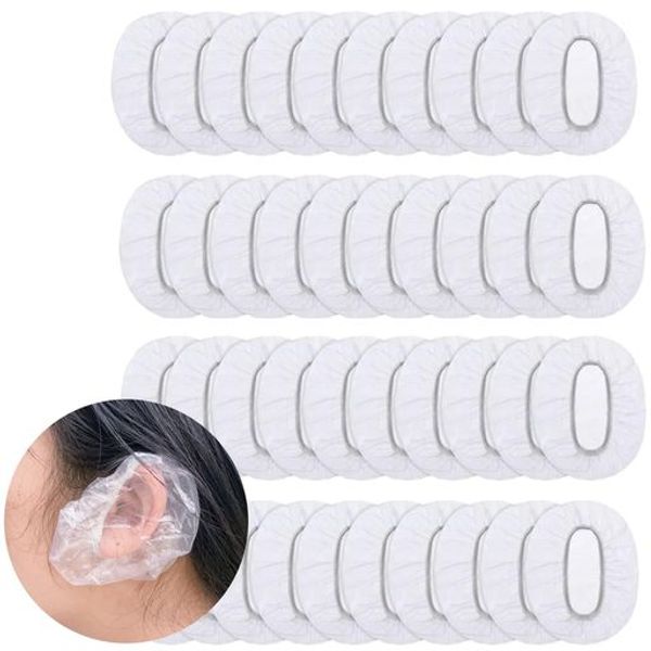 YOYOSOFT Ear Caps for Hair Dyeing, Disposable, Large, Strong Elasticity, Ear Covers, Ear Caps, Waterproof, Hair Dyeing, Shower Cap for Ears, Ear Protection, Children, Unisex, Transparent (40 Pieces)