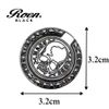 Roen Black Smart Phone Ring, Round, Stand, Thin, Fall Prevention, Skull, Removable 360° Rotation, Includes Drawstring Bag, Gold