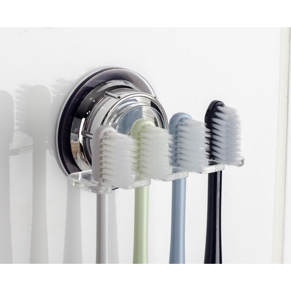 Dihub Silver Toothbrush Holder 4-Person Rotating Suction