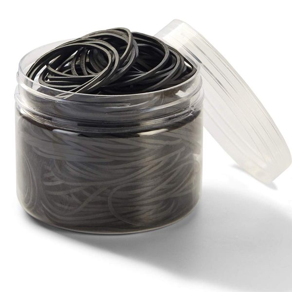 AMUU Rubber Bands 300pcs Black Small Rubber Bands for Office School Home size16 Elastic Band