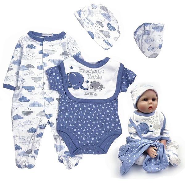 Reborn Baby Doll Clothes Little Elephant 5pcs Outfit Set for 20-23 inches Reborn Baby Boy Doll Clothes Accessories