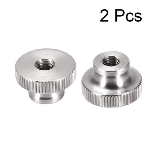 sourcing map Knurled Thumb Nuts, 2Pcs M6x1mm 304 Stainless Steel Round Knobs Fasteners for 3D Printer Parts, Silver Tone