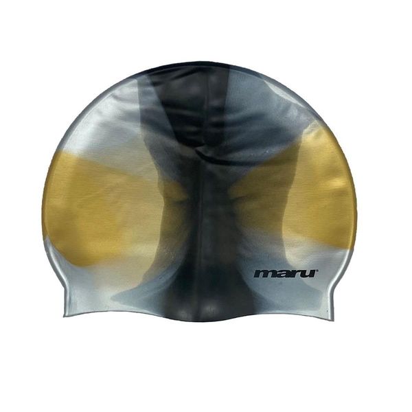 Maru Limited Edition Silicone Swim Cap - BLACK/SILVER/GOLD