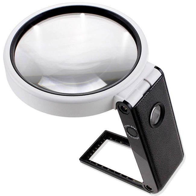 PhoenixLoupe Handheld Stand Magnifier (3.5x & 25x Magnification) with 2 Types of Lenses, 5 LED Lights, Black Light, 45 Days Warranty, Magnifying Glass