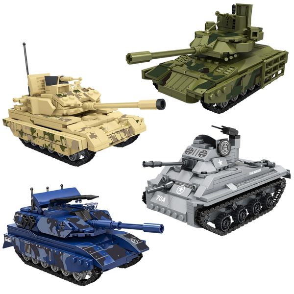 WULOBOOI WW2 Army Tank Toys Building Blocks Set, 4 in 1 Adult Collectible M4A3/T-14/VT-4/2A7 Tanks Models, 1466 Pieces Educational Construction Toys Gifts for Military Fans Boys Kids 8 9 10 12+