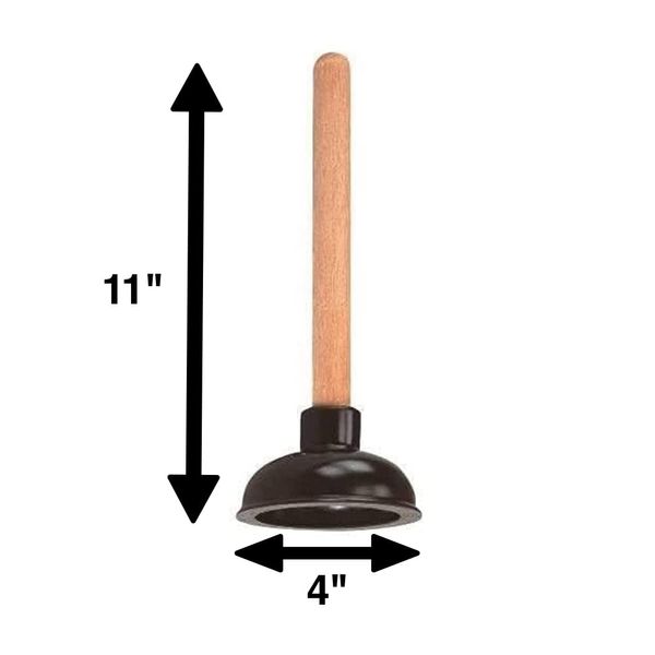 Rocky Mountain Goods Small Drain Plunger - Perfect Size for Unclogging Slow Sinks, Drains, Tubs and Showers - 9” Solid Wood Handle - Unclogs Sinks and Drains Better Than Toilet Plunger