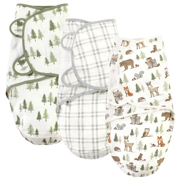 Hudson Baby Unisex Baby Cotton Swaddle Wrap, Forest Animals, 0-3 Months