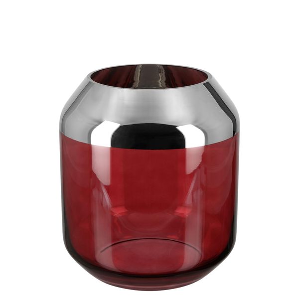 Fink [W] Smilla Vase, Tea Light Holder, Glass, Red/Height 20 cm, Diameter 18 cm [SP]