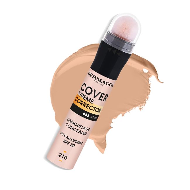 Dermacol Cover Xtreme Corrector Contour Stick, langanhaltende, nicht-allergene, flüssige Kontur mit SPF30, hochdeckende, leichte Formel zur Korrektur dunkler Augenringe für Akne-zarte Haut (207)