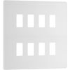 British General RPCDCL8W Evolve Grid Pearlescent White 8 Module Square Front Plate - White Trim