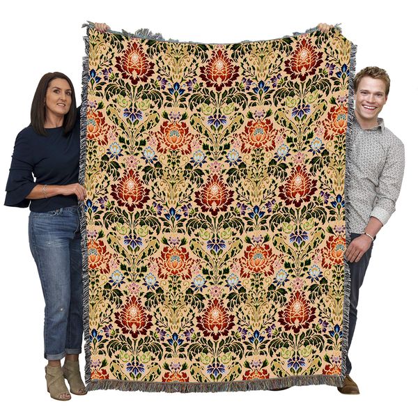 Pure Country Weavers William Morris Acanthus Spectrum Blanket - Arts & Crafts - Gift Tapestry Throw Woven from Cotton - Made in The USA (72x54)