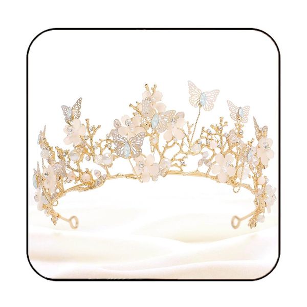 Kilshye Queen Crown Gold Tiaras and Crowns Butterfly Rhinestone Tiara Vintage Bridal Wedding Crown Pageant Costmue Prom Headpiece for Women and Girls (Gold)