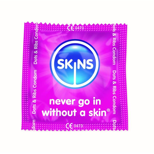 24x Skins DOTS & Ribs Condoms (Extra Safe Condoms Pack, discreetly Packed in Jiffy Bag)