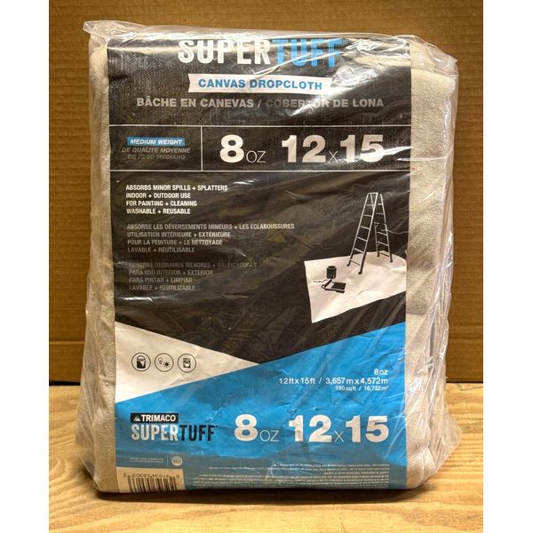 New Open Pack Trimaco 58903 SuperTuff 8 oz 12ft x 15ft Canvas Dropcloth ~ Fr.Sh.