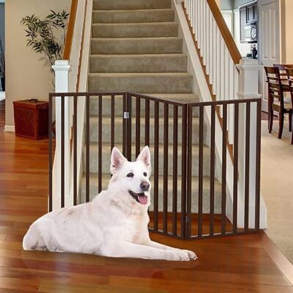 Indoor Pet Gate 3-Panel Folding Dog Gate for Stairs or Doorways 54x32-Inch Fence