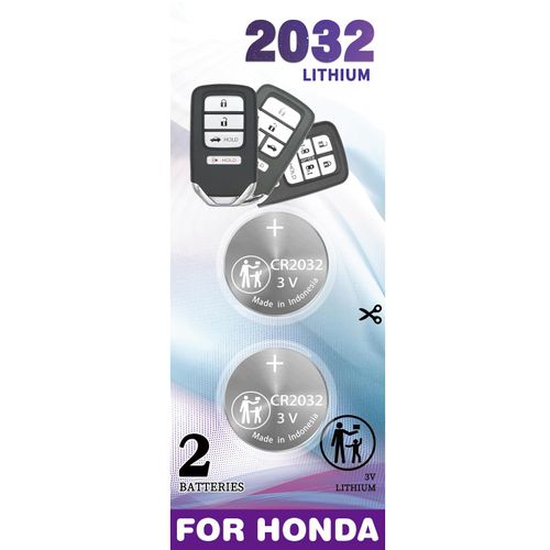 IYUKETROR Key Fob Replacement Battery for Honda Civic, Accord, CRV, Pilot, Odyssey, HRV Smart Remote Key Fob Batteries (Pack of 2) CR2032 (Includes Fitment Guide – FCC ID’s: KR5V2X)