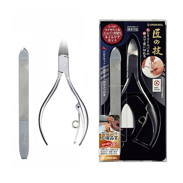 Stainless steel nail clippers and nail file set, craftsmanship, made in Japan, nail clippers, nail nippers, nail care, hard toenails, thick nails, high quality, easy to grip, easy to hold, file