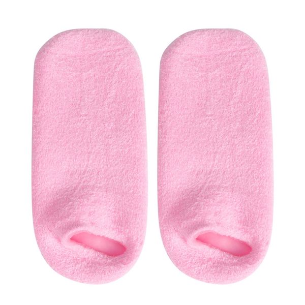 HEALLILY Moisturizing Gel Socks Dry Foot Cracked Heel Spa Treatment Socks Moisture Lotion Socks Heel Protector for Foot Care 1 Pair Pink