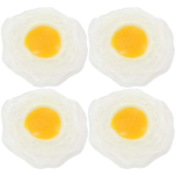 Kisangel Fake Fried Egg Toys 4Pcs Artificial Fried Eggs Squeeze Eggs Toys Fake Eggs Play Food Model for Fake Food Prank Props