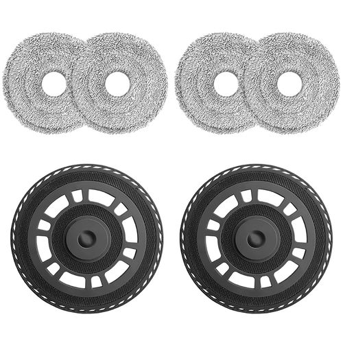 Pack of 4 Mop Pads with 2 Replacement Brackets Accessories for Dreame L10s Ultra Gen2 / L10s Pro Ultra Heat / L20 Ultra / X30 Ultra / X40 Ultra / X40 Master / L40 Ultra, Robot Vacuum Cleaner Cleaning