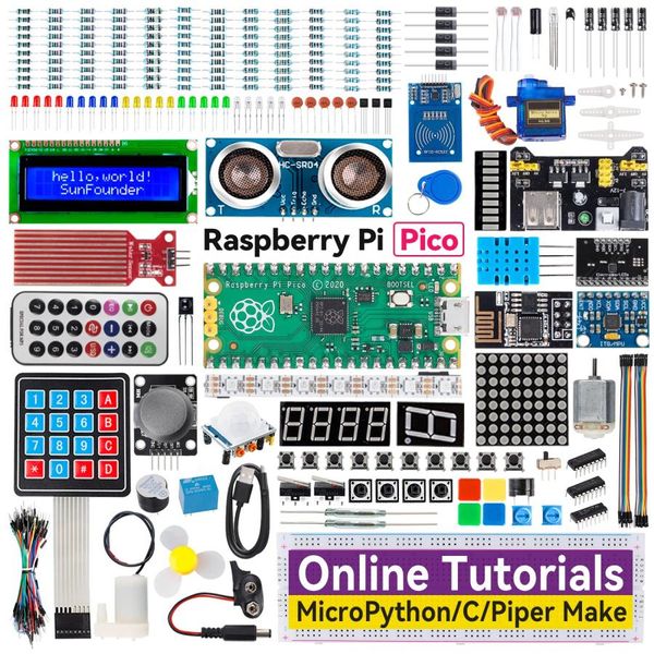 SunFounder Raspberry Pi Pico Starter Kit Ultimate Edition, Detailed Online Tutorials, 320+ Items, 113 Projects