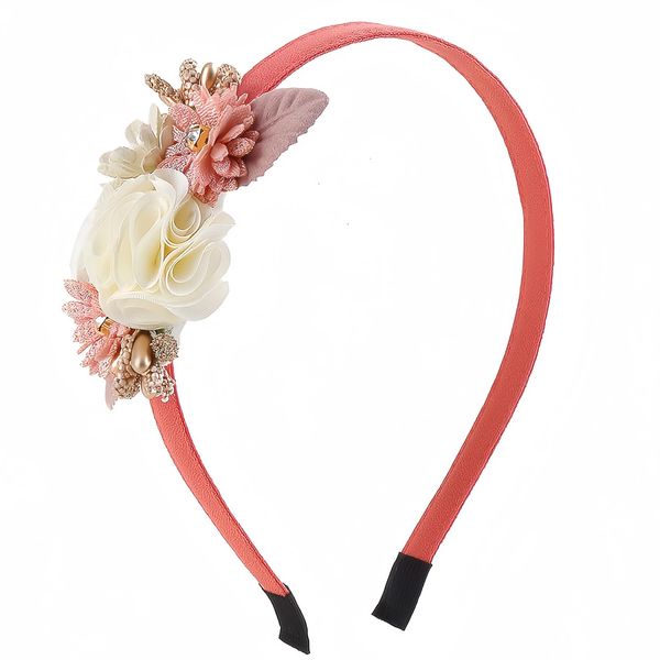 Muagorn Flower Headband Spring Summer Hair Accessories for Women Girls, Pink White Rose Flowers Hair Bands Elegant Decoration Headdress Party Wedding Supplies (Orange, Normal)